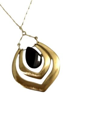 Laundry by Shelli Segal Dangle Pendant Necklace Black Gold